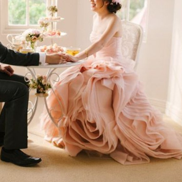 Vera Wang Blush Pink Wedding Gown Size 0 - Picture 4 of 16